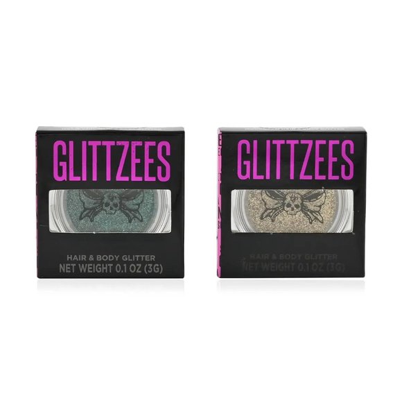 NIP Tattoo Junkee GLITTZEES Set of 2 Hair and Body Glitter-Teal and Golden - Picture 1 of 3